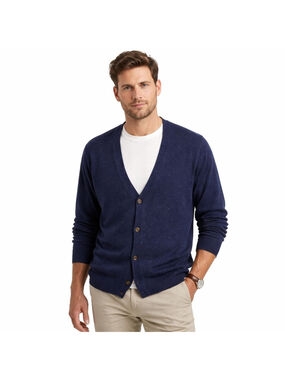 Billy Reid Navy Merino Wool Blend Cardigan Goat Leather Elbow Patches Luxury Med